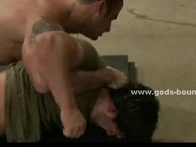 Strong soldier with huge muscles sex